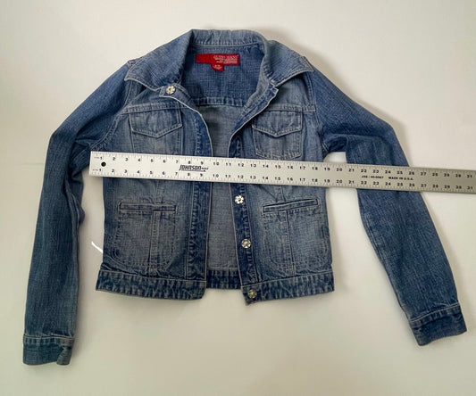 GUESS Cropped Washed Denim Jacket- Women XL