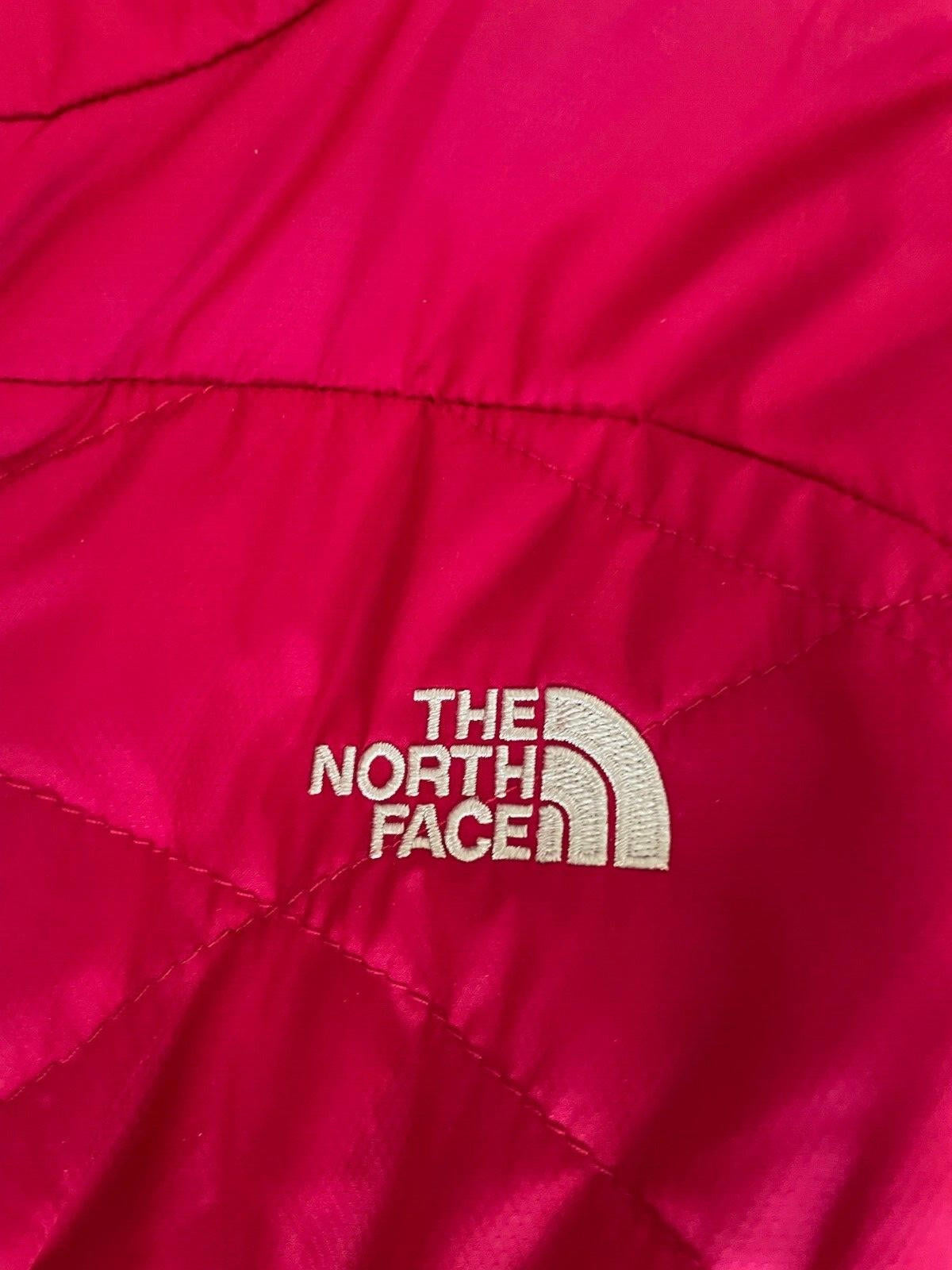 The North Face Girls Reversible Puffer Vest Mossbud Swirl Pink Gray Sz18 XL