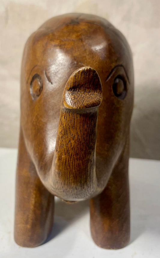 Vintage Hand Carved Wooden Elephant
