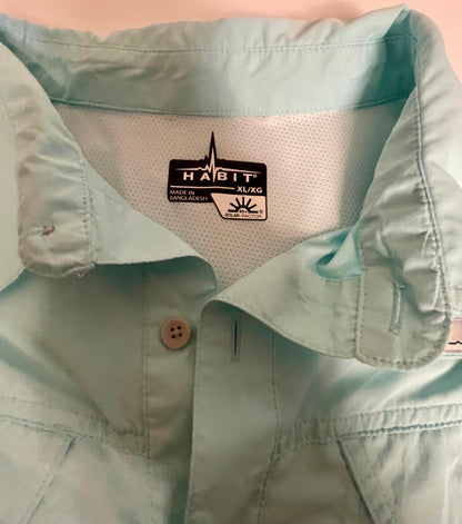 Habit Teal Vented Short Sleeve Fishing Shirt- Men XL