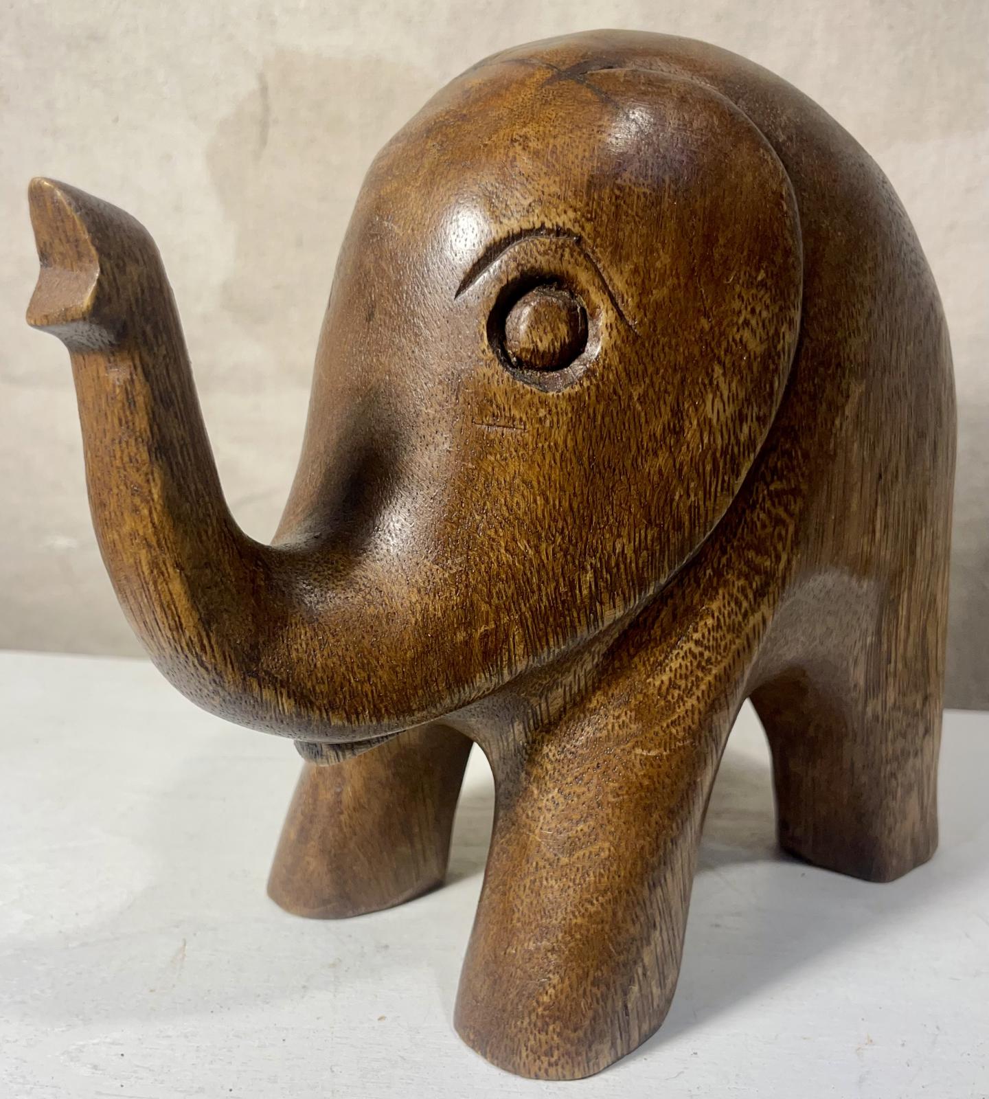 Vintage Hand Carved Wooden Elephant