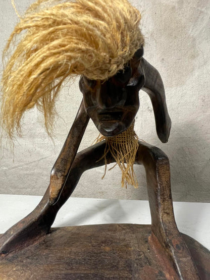 Primitive Hand Carved Tiki Surfer