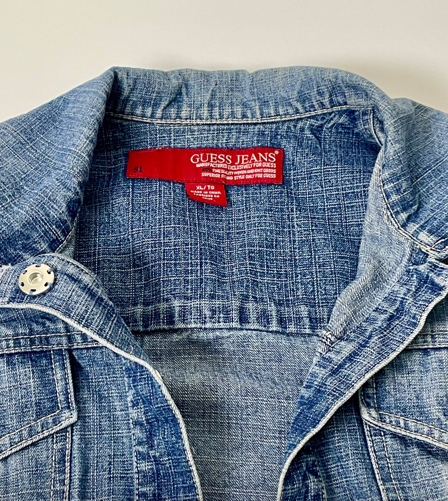 GUESS Cropped Washed Denim Jacket- Women XL