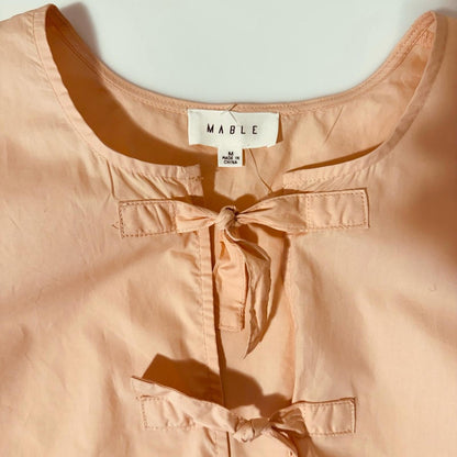 Mable Lace-Up Front Smocked Top