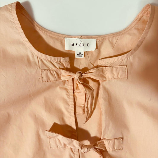 Mable Lace-Up Front Smocked Top