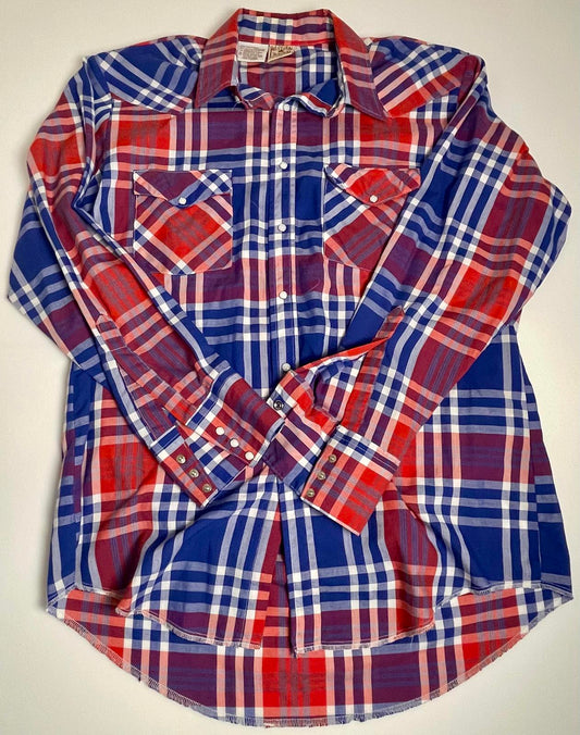 Vintage 80’s Western Frontier Pearl Snap Shirt- Men L