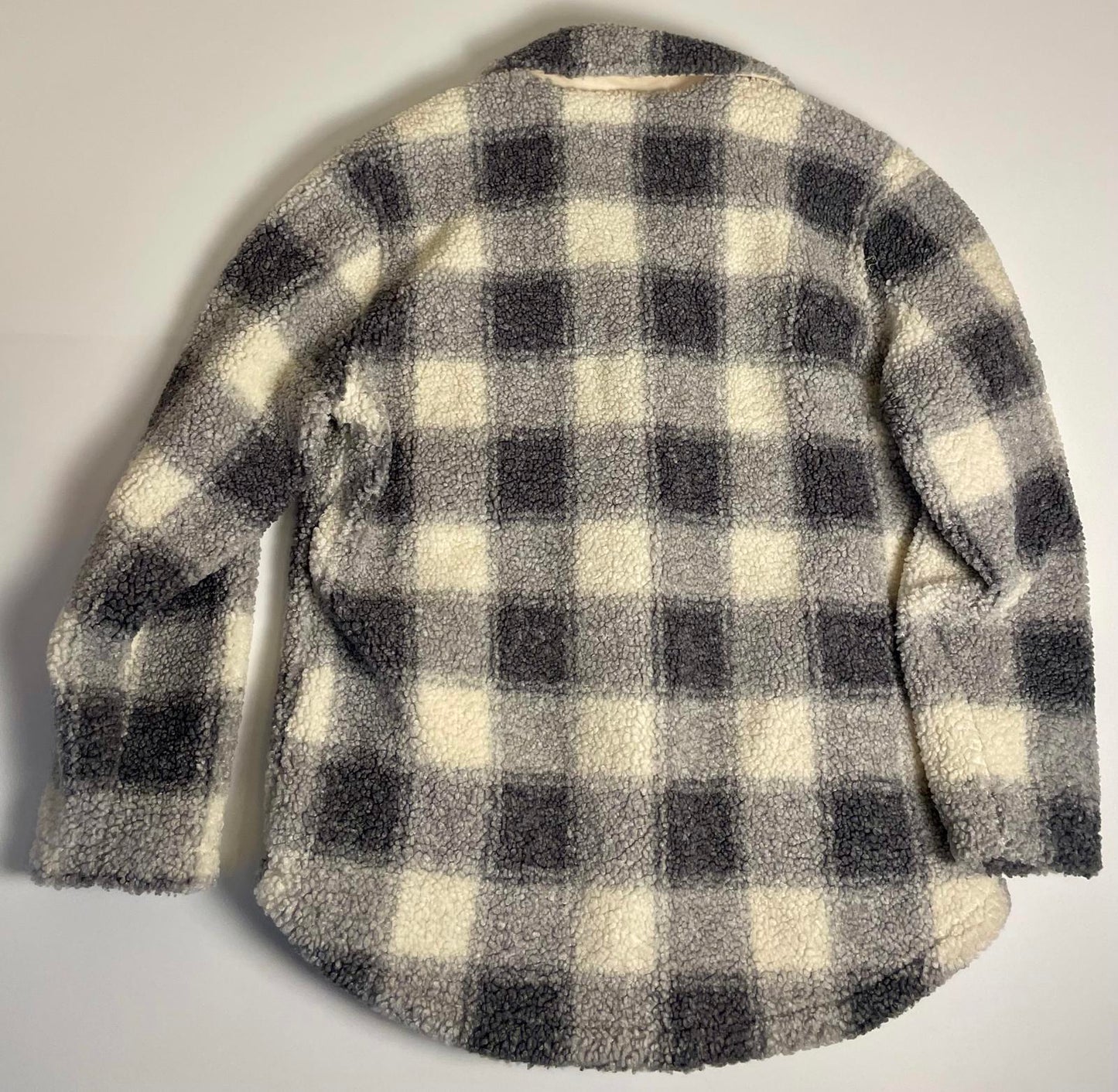 Hollister Teddy Plaid Faux Sherpa Lined Pea Coat- Women M