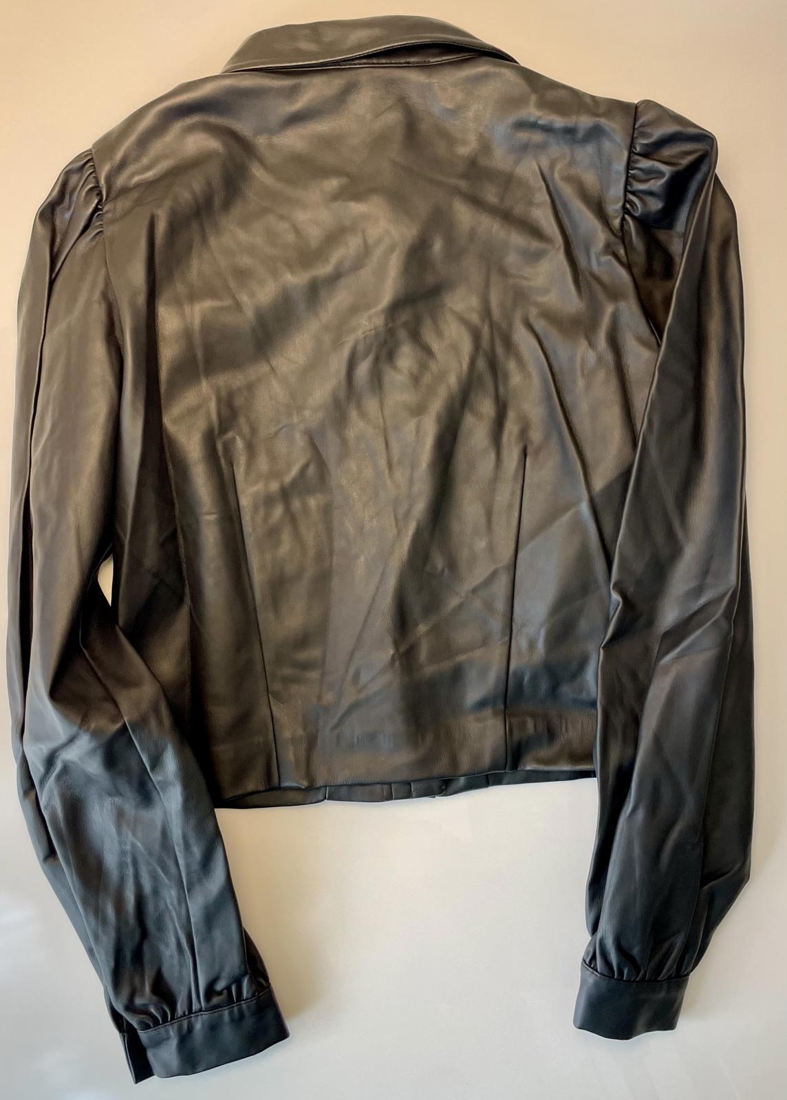 Zara Faux Leather Puff Sleeve Blouse- Women M