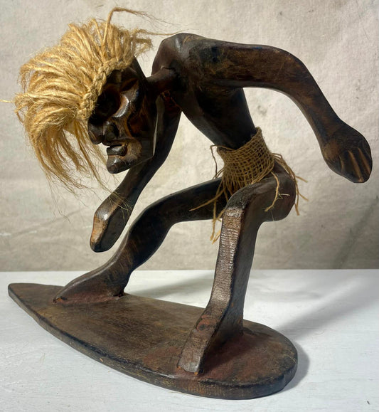 Primitive Hand Carved Tiki Surfer