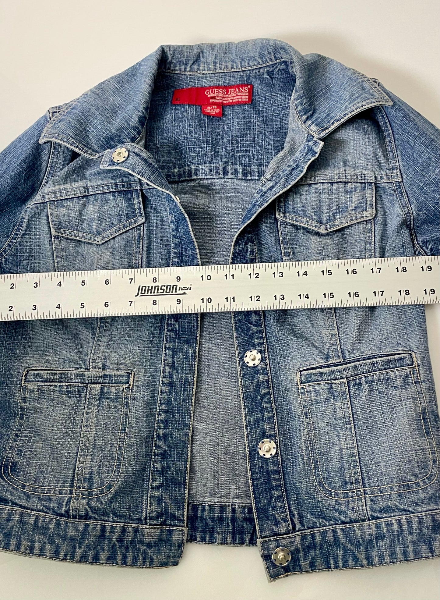 GUESS Cropped Washed Denim Jacket- Women XL