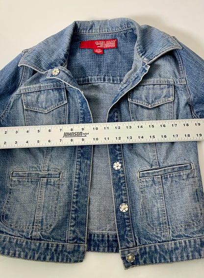 GUESS Cropped Washed Denim Jacket- Women XL