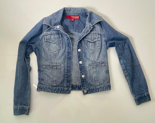 GUESS Cropped Washed Denim Jacket- Women XL