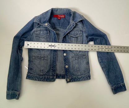 GUESS Cropped Washed Denim Jacket- Women XL
