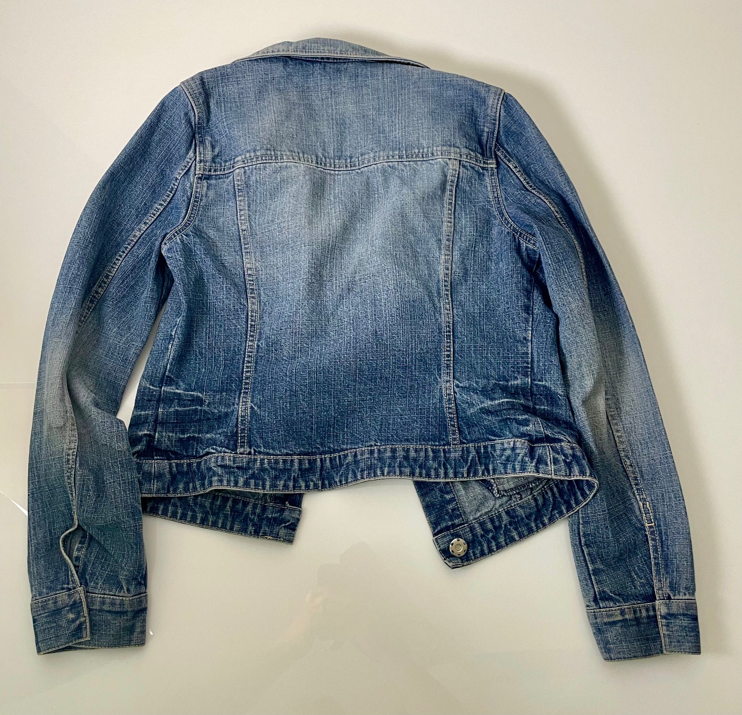 GUESS Cropped Washed Denim Jacket- Women XL