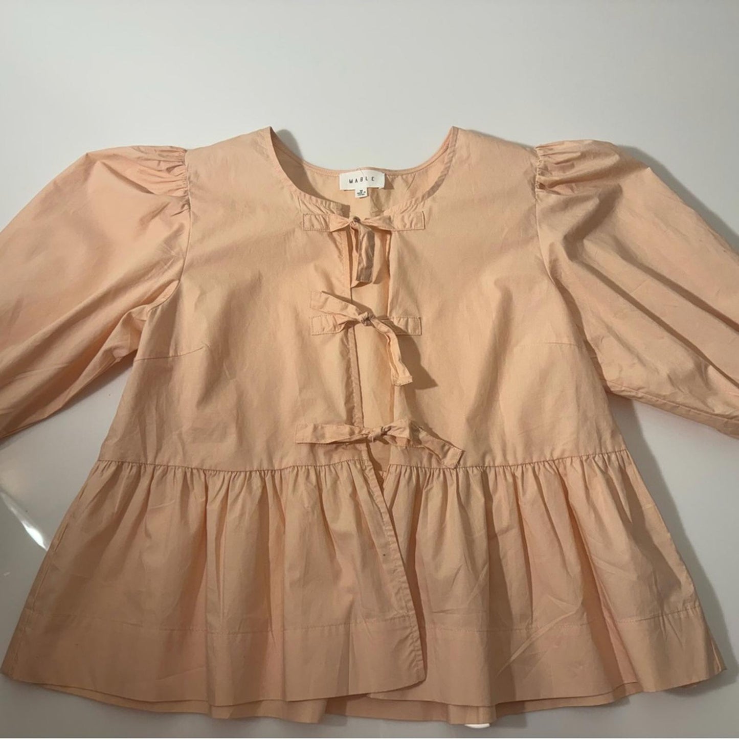 Mable Lace-Up Front Smocked Top