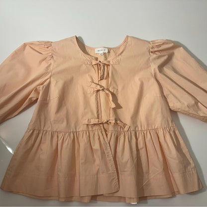 Mable Lace-Up Front Smocked Top
