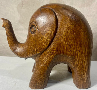 Vintage Hand Carved Wooden Elephant