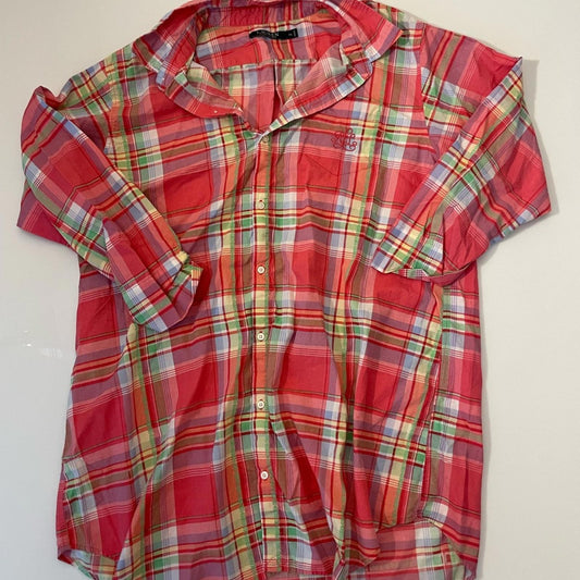 Ralph Lauren Pink and Green Casual Button Down Shirt