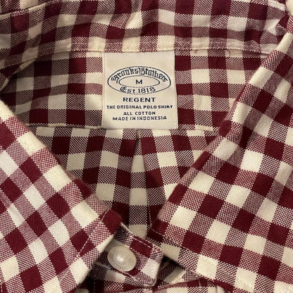 Brooks Brothers Red and White Casual Gingham Shirt- Men M