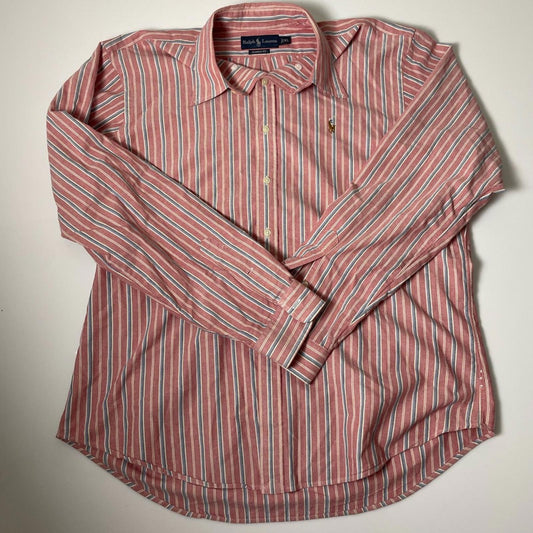 Ralph Lauren Red and White Casual Button Down Shirt- Men XL
