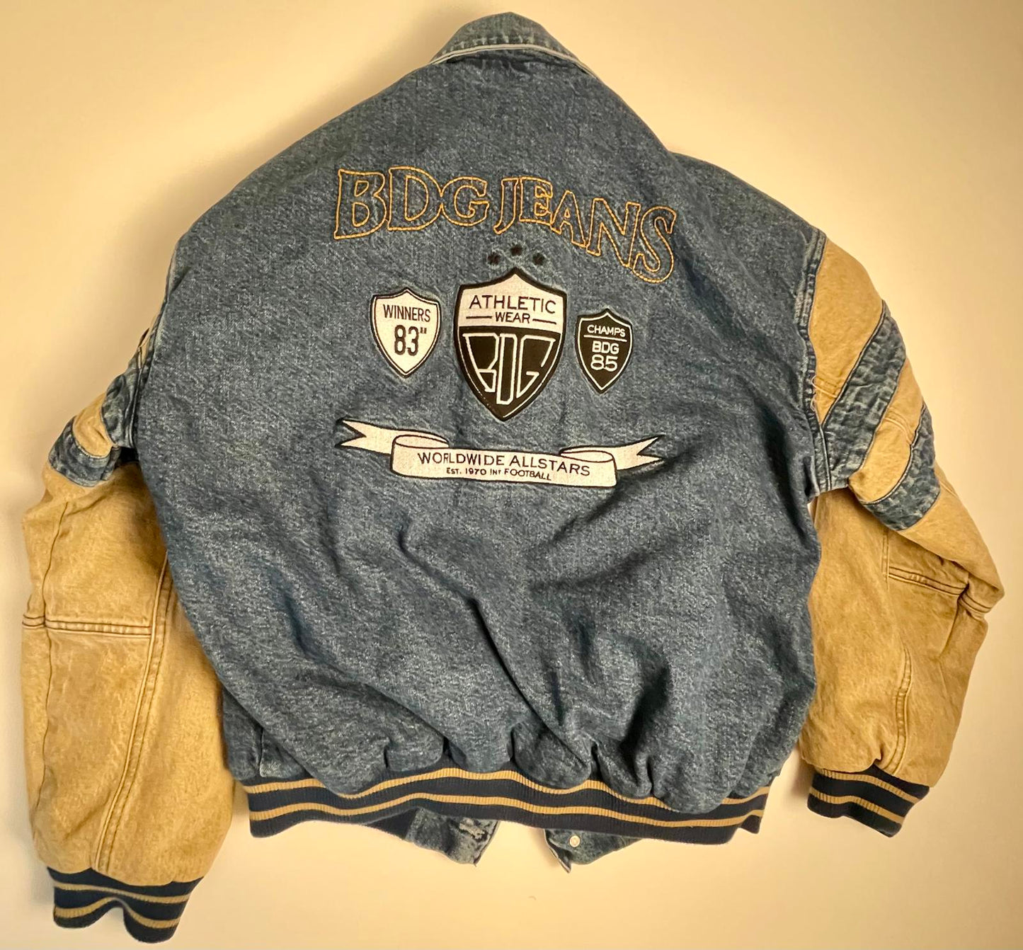 BDG Denim Letterman Jacket- Men S