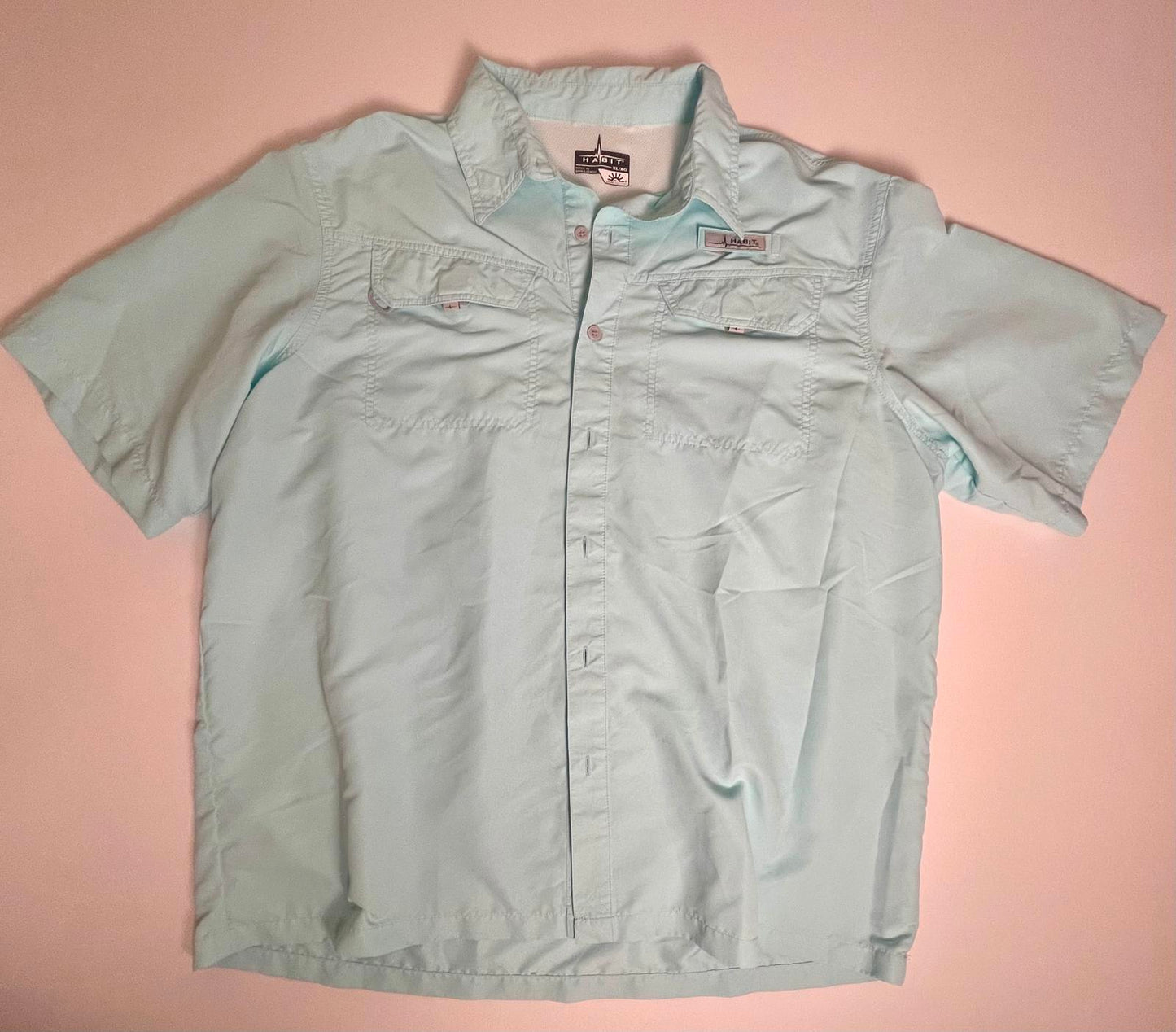 Habit Teal Vented Short Sleeve Fishing Shirt- Men XL